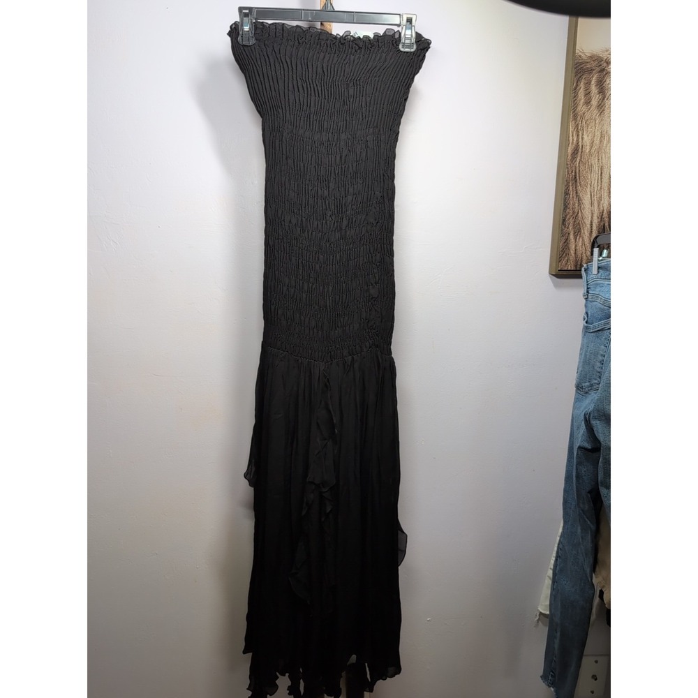 Zara Black Strapless Draped Dress Size Small